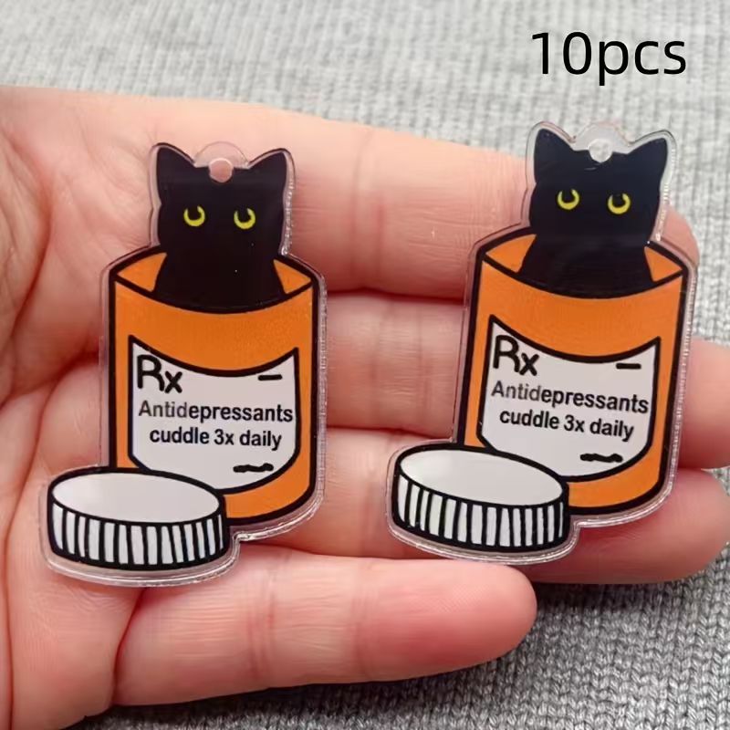 Jewelry Making Party - 10pcs acrylic medicine cat pendant, DIY