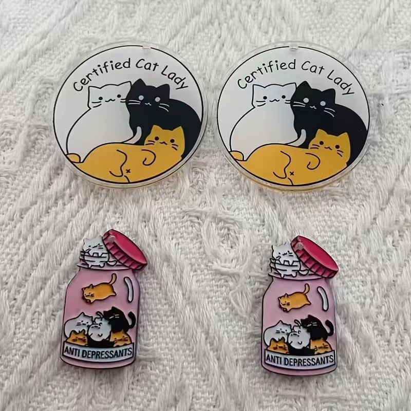 Jewelry Making Party - 10pcs acrylic cute cat pendant, DIY