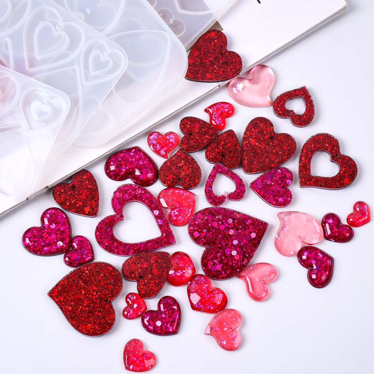 Jewelry Making Mold - Heart Shape Earring Pendant Silicone Mold