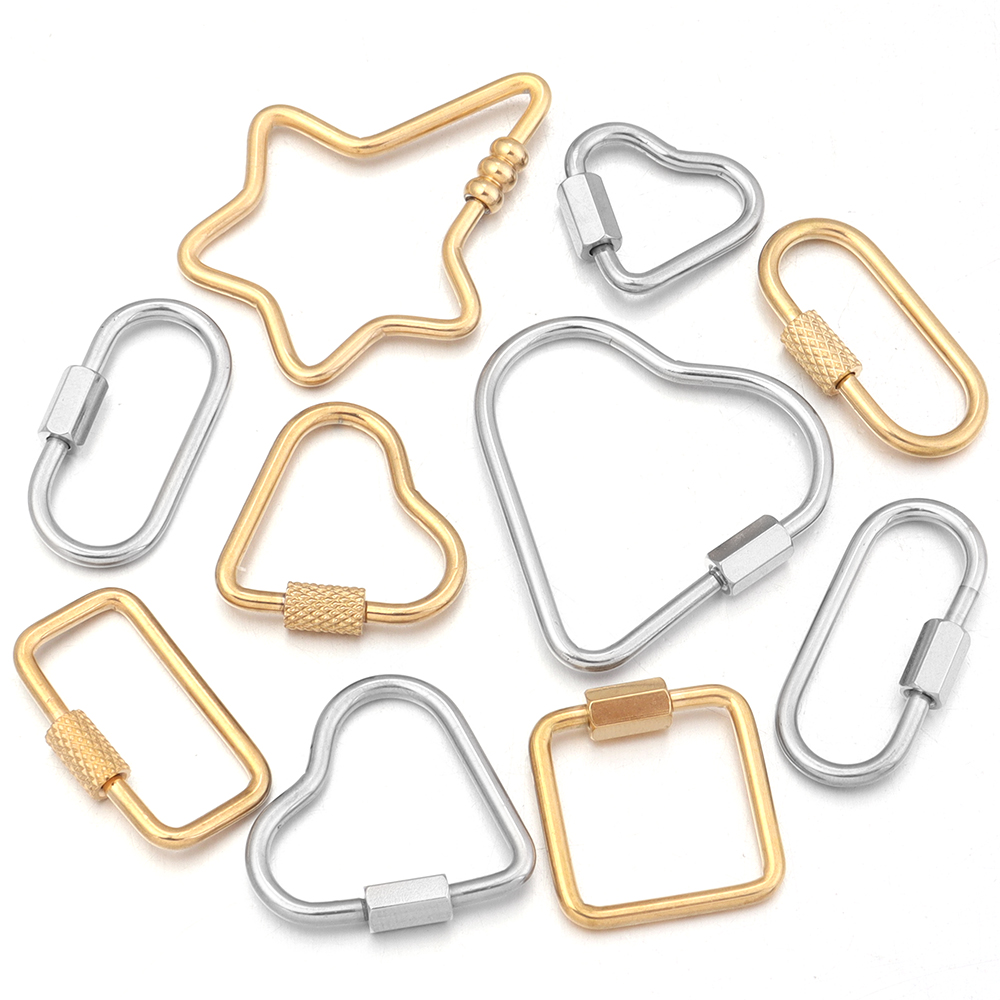 Jewelry Making Supplies - 2pcs Gold Stainless Steel Heart Screw
