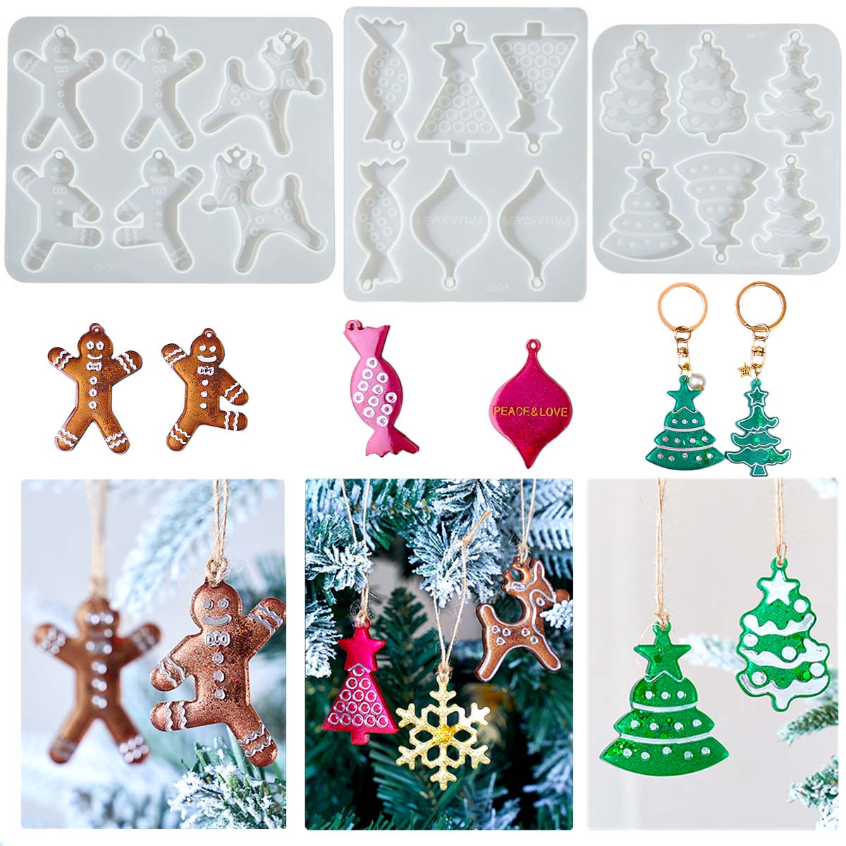 Jewelry Making Mold - Christmas Series Earrings Pendant Silicone Mold