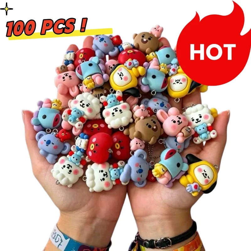 Jewelry Making Supplies - 7pcs BT21 Resin Cartoon Charm DIY