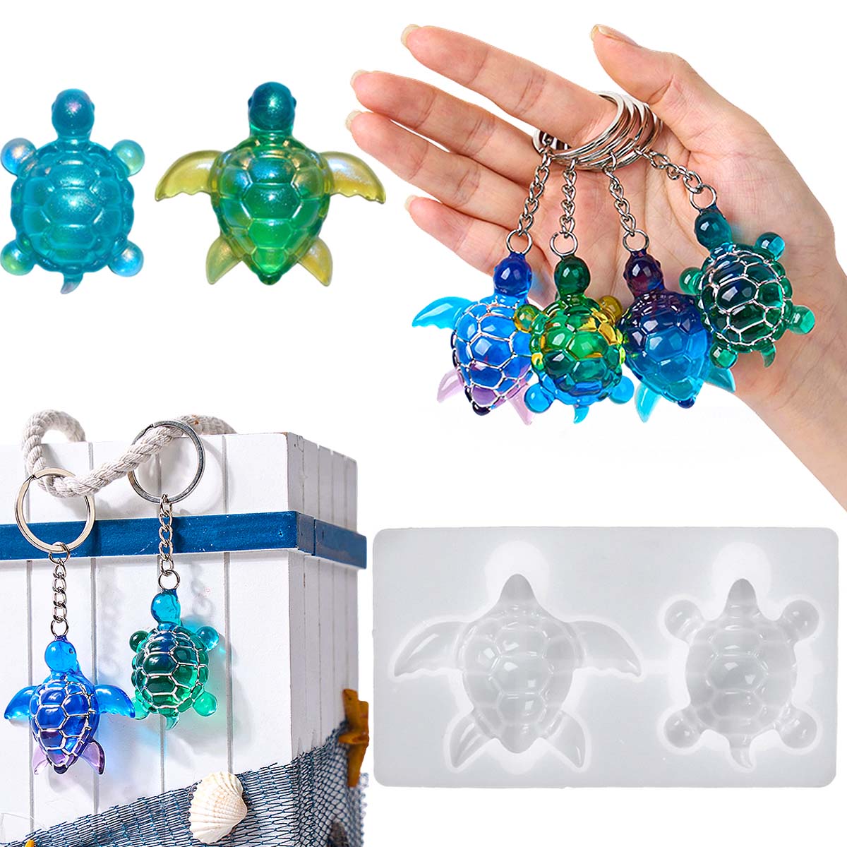 Jewelry Making Mold - 3D Sea Turtle Keychain Silicone Mold