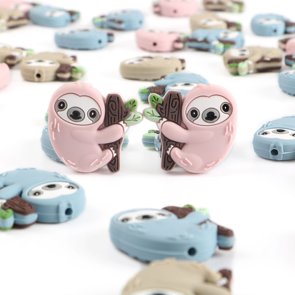 Jewelry Making For Dummies - 3pc/Lot Cartoon Mini Sloth Silicone Beads