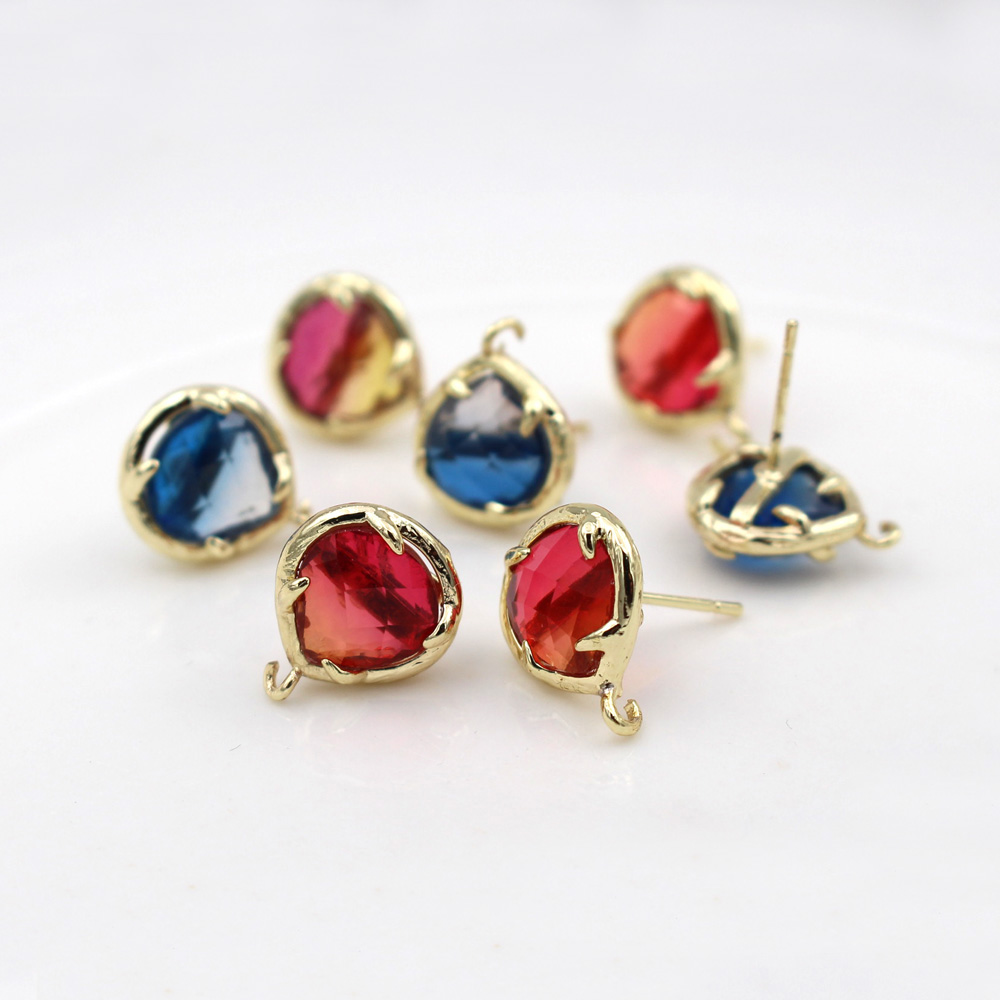 Jewelry Making Dubai - 10pair Heart Shape Blue Red Crystal