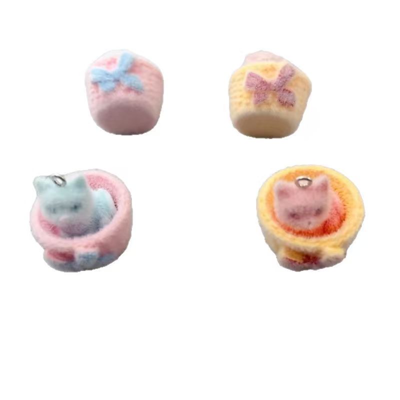 4pcs 3D plush resin cat pendan - Jewelry Making Party ulasan dan harga
