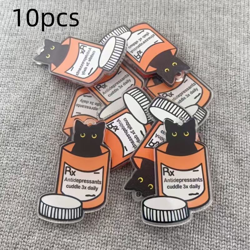 10pcs acrylic medicine cat pen - Jewelry Making Party ulasan dan harga