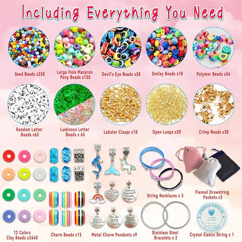 3400pcs Beads Charms Jewelry M - Jewelry Making Kits For Girls ulasan dan harga
