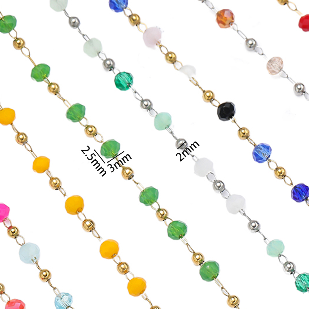 1Meter Stainless Steel Chains  - Crystal Bead Mix ulasan dan harga