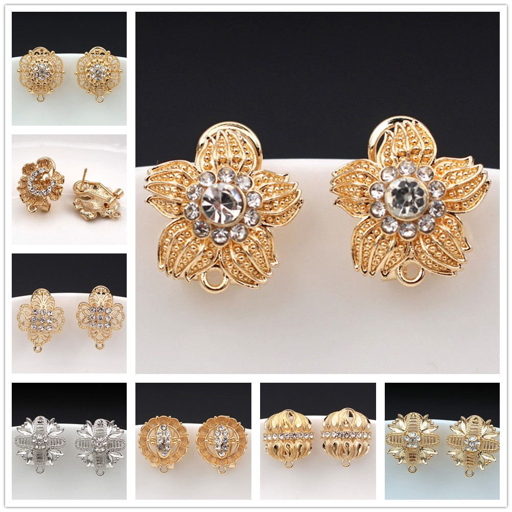 10pair CZ Flower Earrings Post - Jewelry Making Dubai ulasan dan harga