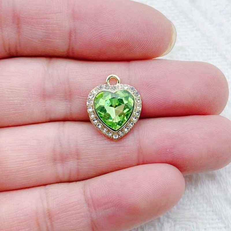10pcs heart-shaped inlaid colo - Jewelry Making Party ulasan dan harga