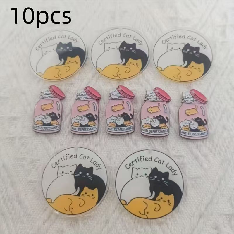 10pcs acrylic cute cat pendant - Jewelry Making Party ulasan dan harga
