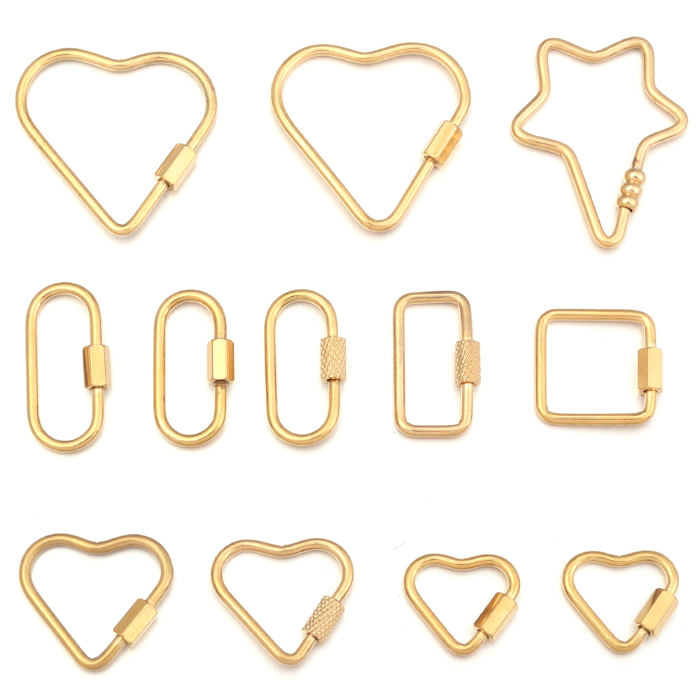 2pcs Gold Stainless Steel Hear - Jewelry Making Supplies ulasan dan harga