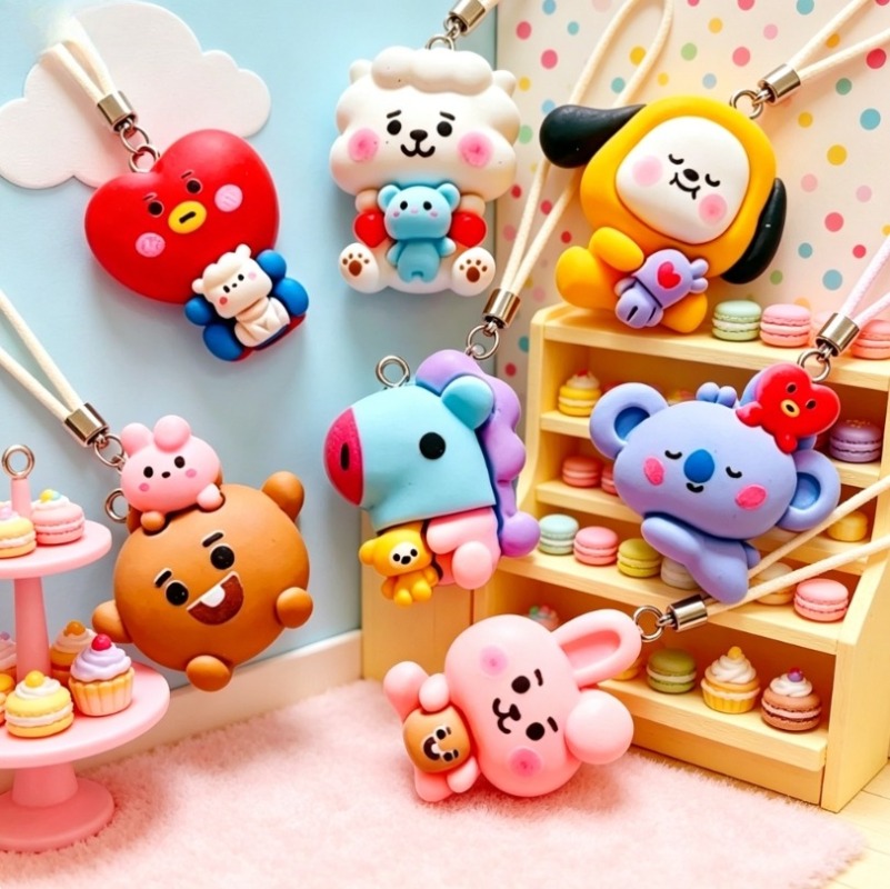 7pcs BT21 Resin Cartoon Charm  - Jewelry Making Supplies ulasan dan harga