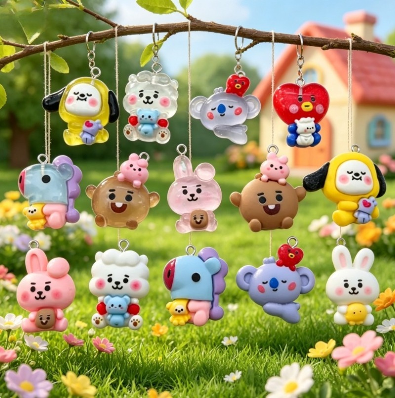 7pcs BT21 Resin Cartoon Charm  - Jewelry Making Supplies ulasan dan harga