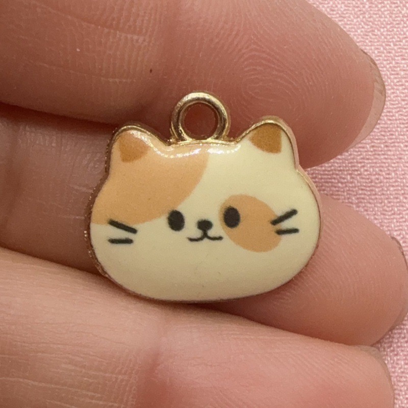 12pcs Printed Cat Head Alloy D - Jewelry Making Party ulasan dan harga