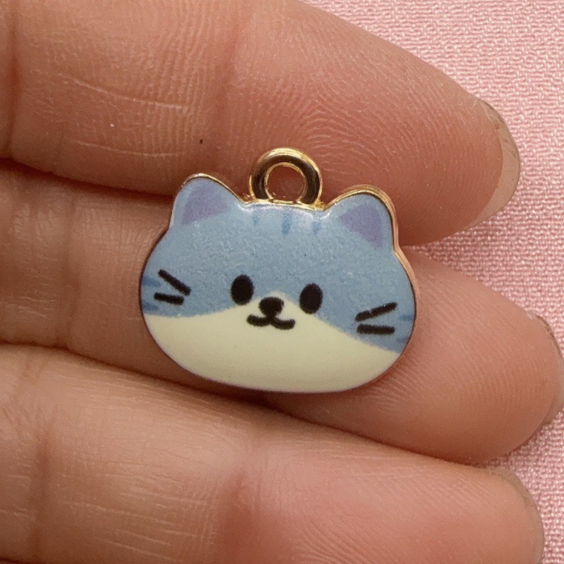 12pcs Printed Cat Head Alloy D - Jewelry Making Party ulasan dan harga