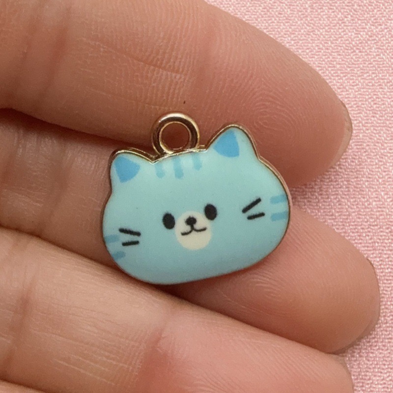 12pcs Printed Cat Head Alloy D - Jewelry Making Party ulasan dan harga